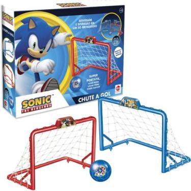 Imagem de Chute A Gol Do Sonic Conjunto Infantil De Futebol Com Mini Trave Desmo