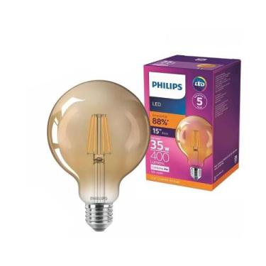 Imagem de Kit 6 lampadas filamento globo led 4w g93 400lm philips, 127/220V, BRA