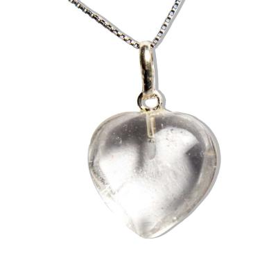 Imagem de Colar Mini Coração Cristal Quartzo 15mm Natural Prata 950