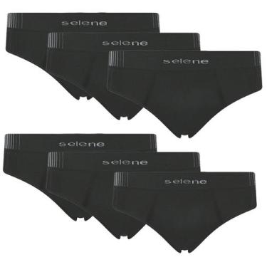 Imagem de Kit 6 Cueca Selene Masculina Slip Microfibra sem costura, Preto, G