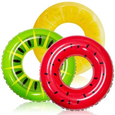 Imagem de JOYIN Jangada Inflável Com Tubo De Natação (3 Pacotes) Com Pintura De Frutas De Verão, Brinquedos De Piscina Para Decorações De Festas Na Piscina