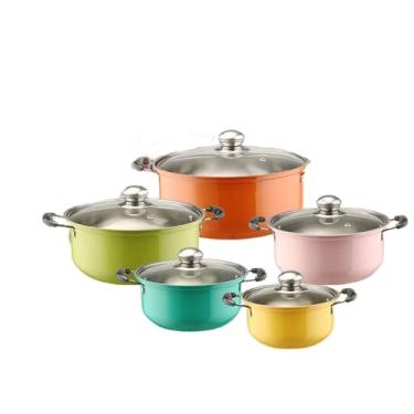 Imagem de HJZSZX 5Pcs Aço Inoxidável Multifuncional Panelas Coloridas de Ferro Fundido para Cozinha Hotel Indução Gás Elétrico Cassete Fogão,3,5 pc