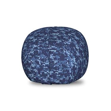 Imagem de Ambesonne Cadeira de brinquedo para amantes de cães, cadeira, pequeno corgi pulando corrida e em pé desenho animado fundo de coração, organizador de animais de pelúcia saco lavável para crianças Small Size Dark Blue