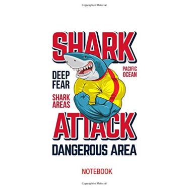 Imagem de Shark Attack Journal Notebook Souvenir Diary: 100 Blank Ruled Pages 6x9 inch, Shark Muscles dangerous Area: Funny Cute Shark Journal Quotes Diary ... Design Gifts And Souvenir, Back To School