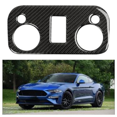 Imagem de IKUESM compatível com Ford Mustang GT 2015-2021 Acessórios de fibra de carbono interior do teto do carro painel de luz de leitura adesivo capa guarnição moldura decorativa(Black)