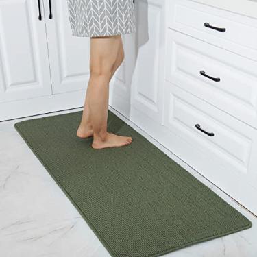 Imagem de COSY HOMEER Tapetes de cozinha de 60 x 152 cm feitos de tira 100% polipropileno TPR suporte macio tapete de cozinha especializado em antiderrapante e lavável na máquina, para cozinha, chão, verde