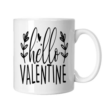 Imagem de SpreadPassion Caneca de café Hello Valentine, presente para namorado e namorada, ideia de presente de dia dos namorados, presente para marido e esposa, ideia de presente de aniversário do dia dos