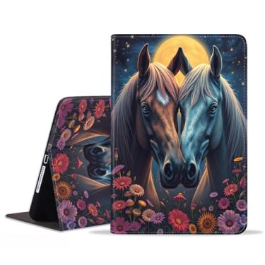 Imagem de stmedazm Capa para Samsung Galaxy Tab S10 Plus (2024)/S9 Plus/S9 FE Plus 5G 12,4 polegadas (2023), capa dobrável de couro sintético premium com suporte para despertar/hibernar automático - Cavalo sob