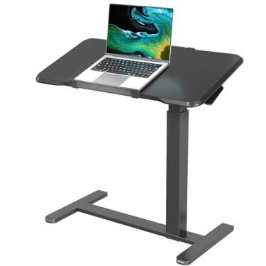 Imagem de Gibbon Mounts Mesa de laptop com rolamento, mesa móvel ajustável em altura, mesa de cabeceira inclinável de 180°, mesa de computador portátil com rodas, carrinho de laptop dobrável para escritório em