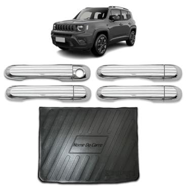 Imagem de Kit Aplique Cromado Maçaneta e Protetor Porta Malas Renegade 2015 2016 2017 2018 2019 2020 Kit - Shekparts