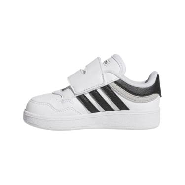 Imagem de adidas Tênis de basquete unissex Baby Hoops 4.0, Branco/Preto/Cinza, 5.5 Infant