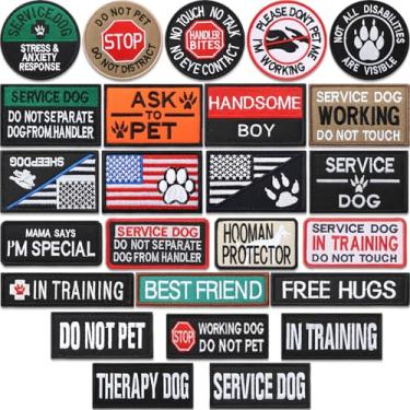 Imagem de Pacote com 25 adesivos para cães de serviço para arnês, tático para cães, bordado, colete, adesivos para cães em treinamento, adesivos táticos removíveis, coleira