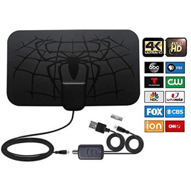 Imagem de Antena interna de TV HD digital atualizada 2025 para Smart TV, amplificador de longo alcance de 980 km, amplificador de sinal de TV para canais locais, suporta 4K 1080p ATSC/ISDB-T/DVB-T/DVB-T2 todas