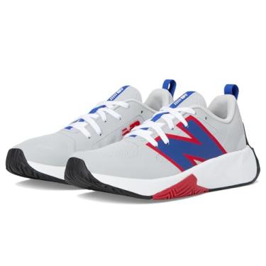 Imagem de New Balance Tênis de corrida infantil unissex FuelCell Play V1 com cadarço, Raincloud/Team Royal/Team Red, 18