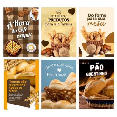 Imagem de Quadros Padaria Panificadora Pão Frances Cafeteria 6 Peças - CAMALEÃO 