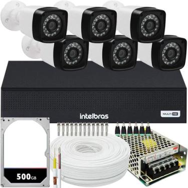 Imagem de Kit 6 Câmeras de Segurança full hd Dvr intelbras full hd 8ch mhdx c/hd