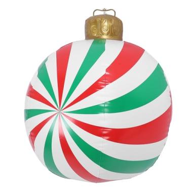 Imagem de Bolas de Natal Infláveis, 23,62 pol. Em Forma de Doces de Natal, Decorações de Natal Ao Ar Livre Em PVC, Bola Decorada de Natal, Decoração de Bola (Modelo B em negrito listras
