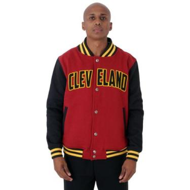 Imagem de Jaqueta College Moletom Masculina M10 Hoop Cleveland, Grená, M