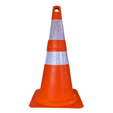 Imagem de Cone Refletivo de Sinalização 75cm Flexível Laranja e Branco