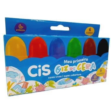 Imagem de Gizão De Cera Escolar Meu Primeiro Giz de Cera 6 Cores - Cis