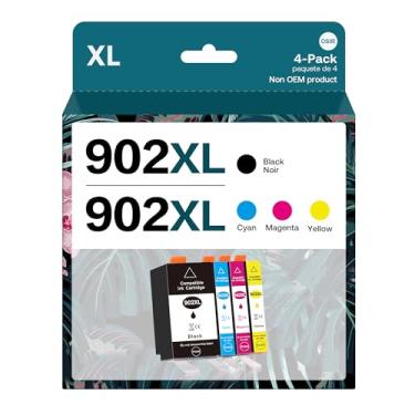 Imagem de OSIR 902XL compatível com cartucho de tinta 902 XL, pacote combo de alto rendimento, trabalho de substituição para impressoras Officejet Pro 6978 6960 6962 6968 6954 6958 6950 6951 6970 (preto, ciano,
