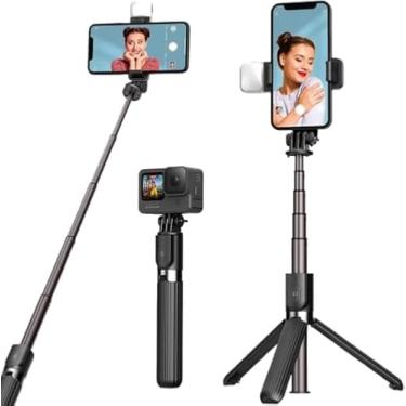 Imagem de Bastão Tripé Para Celular 360º Dobrável Pau De Selfie Bluetooth Mini Com Led Controle Remoto 3 em 1 Câmera Selfie stick
