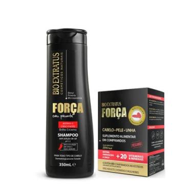 Imagem de Kit Shampoo 350ml E Suplemento P/ Cabelos Pele Unha Crescimento Força 