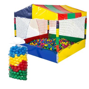 Imagem de Kit Piscina de Bolinhas Quadrada 1,00m Premium + 500 Bolinhas 