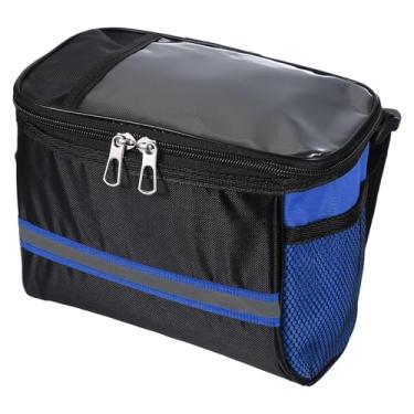 Imagem de PATIKIL Bolsa para guidão de bicicleta, bolsa para quadro de bicicleta, impermeável, com faixa refletiva, acessórios de bicicleta para homens e mulheres, ciclismo ao ar livre, mountain road bikes,