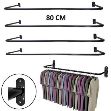 Imagem de Kit 04 Araras Cabideiro Closet De Parede Reta Branca 80cm - VFUTILIDAD