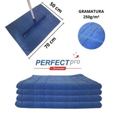 Imagem de Pano de Chão Microfibra Limpeza Geral Grande 70x50 C/ 4 UN - Perfect P