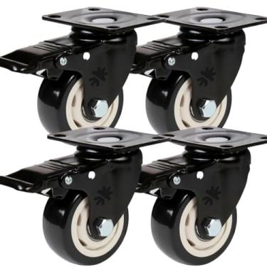 Imagem de 4 Rodinha Rodízio Roda Reforçada Giratória 70mm 3 Polegadas (Preto)