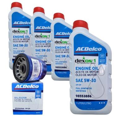 Imagem de Kit 4 Litros Óleo Lubrificante do Motor ACDelco SP 5W30 DEXOS1 100% Si