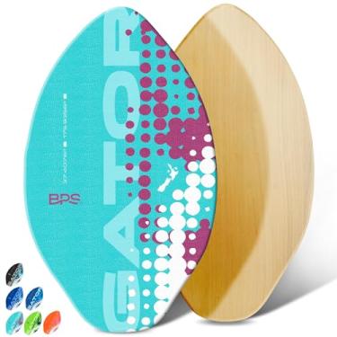 Imagem de Skimboards BPS 'Gator' com almofada de aderência de EVA colorida e revestimento transparente de alto brilho | placa de esqui de madeira com almofada de aderência para crianças e adultos | Escolha entre 3 tamanhos e cores de almofada de tração, Flourescent Blue w/ Magenta Accent, 30 Inch