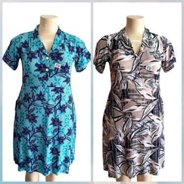Imagem de KIT 02 VESTIDOS malha fria GG rodado solto midi manga fresco liganet p