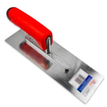 Imagem de Desempenadeira de Aço Inox Compel 24,5 x 9CM C/ Cantos Arredondos Cabo