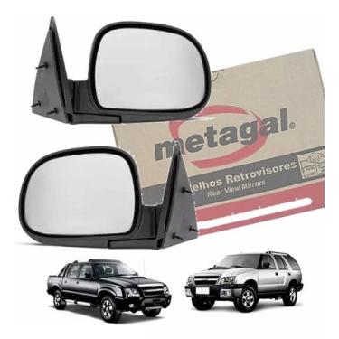 Imagem de Par Retrovisor S10 Blazer 1995 A 2011 Manual Fixo Original - METAGAL