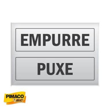 Imagem de Placa Etiqueta Sinalização Autoadesiva Empurre Puxe 65x200mm