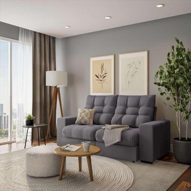 Imagem de Sofá 3 Lugares Retrátil e Reclinável Lyon Suede Grafite