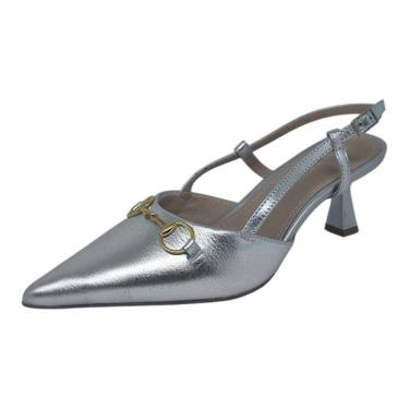 Imagem de Sapato Feminino Slingback Elegante Prático Couro Lia Line