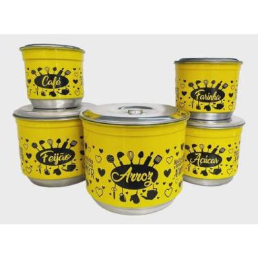 Imagem de Jogo De Mantimentos Alumínio Pote Conjunto Decorado 5 Peças