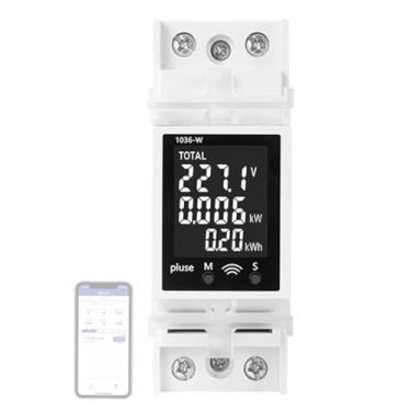 Imagem de SZITW Versão WiFi Disjuntor montado em trilho Din Medidor 85-265V 63A Voltímetro Digital Medidor de corrente e tensão Tensão multifuncional Corrente Energia Eletricidade Fator de frequência Detector L