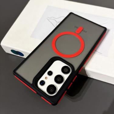 Imagem de MVVKKY Para Samsung S24 Plus Case Fashion Slim Matte Liquid Pc Magnetic Wireless Charging Phone Cover (Para Samsung S24 Plus/Vermelho)