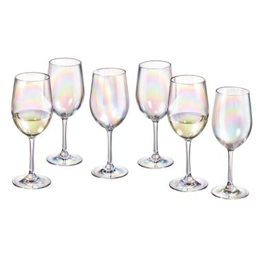 Imagem de Red Co. Conjunto de 6 taças de vinho clássicas de acrílico transparente de 30 ml com acabamento iridescente