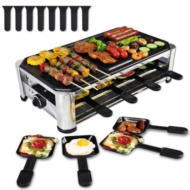 Imagem de Tamarit Grelha De Mesa Para Queijo Tamarit Raclette, Churrasqueira Elétrica Portátil Coreana Para Ambientes Internos, 1400 W, Grelha Para Festas Raclette Com Chapa De Ferro Antiaderente Extra Grande