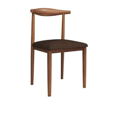Imagem de Cadeira de jantar ergonômica com acolchoamento confortável e design resistente (nogueira [almofada de assento de tecido marrom escuro])