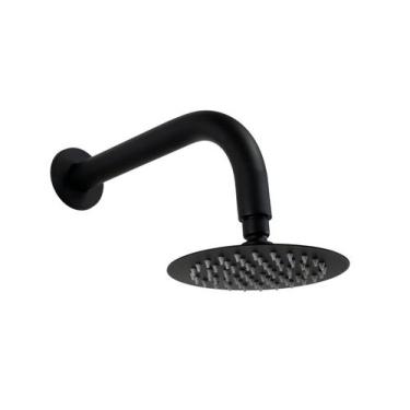 Imagem de Ducha Inox 304 Redonda 15 cm Preto com Cano Redondo parede - AMG Metai