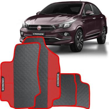 Imagem de Lindo jogo tapete carro automotivo vermelho fiat cronos 2017 a 2022 to