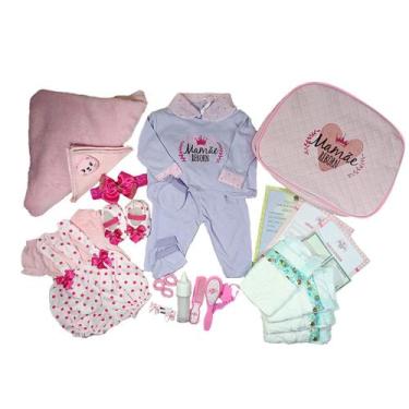 Imagem de Enxoval Boneca Bebê Reborn Realista - 29 Acessórios Lilás - Mamãe Rebo
