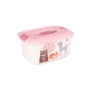Imagem de Caixa Organizadora Infantil C/Alça e trava 5,2 Lts Plasútil (Bichinho Rosa)